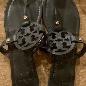 TORY BURCH miller navy blue sparkle sandals